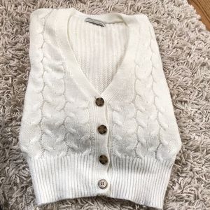 White button up crop sweater